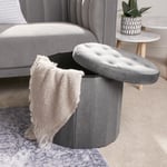 Folding Ottoman Storage Box Footstool Tub Space Saving Velvet Seat