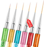 Nail Art Liner Brushes Set, 6Pcs Gel Polish Painting Brush Pens with Rhinestones