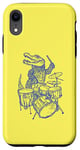 Coque pour iPhone XR Crocodile jouant de la batterie Batteur Crocodile Drumming Musicien