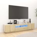 vidaXL TV-bänk med LED-belysning sonoma-ek 180x35x40 cm Brun