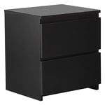 Table de Chevet Commode de 2 tiroirs Meuble de Rangement pour Salon, Bureau, Chambre,Minimaliste Table de Nuit x1 (Noir)