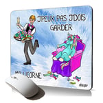 tapis de souris flexible j'peux pas j'dois garder ma licorne drole humour animaux cartoon poney comique cadeau fille