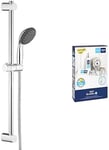 GROHE Vitalio Start 100 & QuickGlue S2 – Hand Shower Set (1 Spray Hand Shower 10 cm with Water Saving Technology and Anti-Limescale System, Hose 1.75 m, Universal Shower Rail 60 cm), Chrome, 27942000