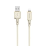 Vahvistettu USB-A - Lightning kaapeli iPhone, 5A, 1m, beige