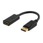 Deltaco DisplayPort till HDMI-adapter med Ljud, guldpläterad, 4K, 0,2M, svart