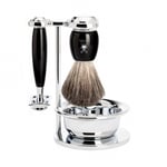 VIVO Shaving Set Resin Black Safety Razor - Pure Badger