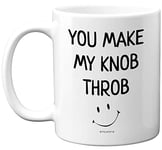 Valentines Girlfriend Gifts - You Make My Knob Throb Valentine Mug Cup - Birthday Presents for Wife Husband Boyfriend, Funny Gift Anniversary Mug for Her, 11oz Ceramic Mugs Dishwasher Safe