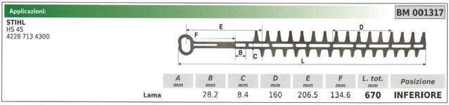 Lame Inférieur Stihl Taille-Haies Hs 45 001317