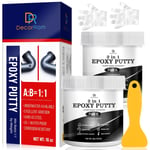 Pâte à modeler époxy - Kit de Réparation Piscine Epoxy Bicomposant, Sous l'eau ou Au-dessus, Réparation des Fuites, Fissures, Remplissage, Sculpture, Colle Époxy pour Métal, Céramique (Noir, 450 g)