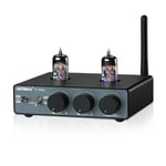 T1PRO Préampli à tubes Amplificateur audio domestique Mini préampli à vide Bluetooth 5.1 QCC3040 APTX-HD avec commandes de tonalité des basses et des aigus et sortie de déclenchement 12 V