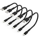 30cm iPhone Charger Cable Short, 5 Pack USB A to Lightning Cord Fast Charging Lead for Charging Stations Compatible with Apple iPhone 12 11 Pro Max Xs 8 7 6 5 Plus, iPad Air/Mini