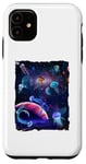 Coque pour iPhone 11 Sea jellies Wild Pet Animal Universe Galaxy Stars Jellyfish