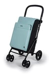 Carlett - Chariot de Courses, Chariot de supermarché Pliable avec 4 Roues, résistant à la Pluie et Une Grande capacité de 32kg, Sac Principal de 64L, glacière de 12L et Poche arrière - Couleur Vert