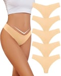 VOENXE Culotte Femme sans Coutures, Invisible String Tanga Taille Basse, Sexy Chic Slip Microfibre Shorty, sous-VêTements Seamless Thong Underwear Women Lot De 5