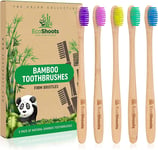 EcoShoots Adults Bamboo Toothbrushes with Firm Bristles | Family Pack of 5 | | |