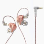 écouteurs intra-auriculaires dynamiques Moniteur écouteurs filaires en métal ENC Casque de musique de sport à suppression de bruit avec cable détachable, or rose, sans micro