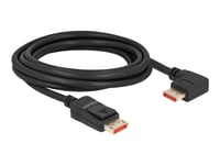 Delock - Displayport-Kabel - Displayport (Hane) Rak Till Displayport (Hane) Högervinklad - Displayport 1.4 - 3 M - 8K60 Hz (7680 X 4320) Stöd - Svart