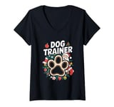 Womens Christmas Dog Trainer V-Neck T-Shirt