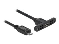 Delock - Usb-Förlängningskabel - Mikro-Usb Typ B (Hane) Till Mikro-Usb Typ B (Hona) Kan Monteras På Panel - Usb 2.0 - 1 M - Svart