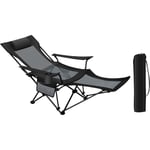 Woltu - Chaise Pliante Camping, Chaise Longue, Chaise de Pêche, Dossier Réglable 90-155°, Noir+Gris