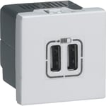 Mosaikk USB-lader 2 x type A 2,4A 15W 2M hvit