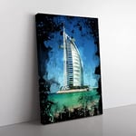 Big Box Art The Burj al Arab Dubai Coal Black Canvas Wall Art Print Ready to Hang Picture, 76 x 50 cm (30 x 20 Inch), Multi-Coloured