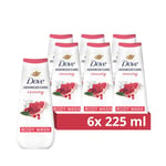 Dove Advanced Care Reviving Body Wash Body Cleanser shower gel with pomegranate & hibiscus extracts for instantly lotion-soft skin 6x 225 ml