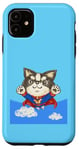 Coque pour iPhone 11 chihuahua super-héros mignon chien chiot animal de compagnie drôle animal art illustration