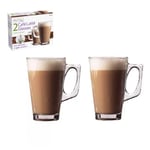 2x Latte Glasses 240ml Hot Tea Coffee Mugs Cups Tassimo Nespresso Bosch Gusto 