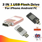 3 In 1 Usb I-flash Drive Storage Memory Stick For Iphone Android Pc 16 - 256gb