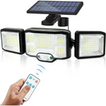 Lampe solaire murale pour l'extérieur Lampe à Led 3 têtes 192 Leds Détecteur de mouvement Lampe de sécurité à projecteur Eclairage Ip65 étanche Lampe