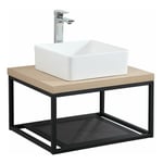 Plan de toilette suspendu pour vasque will - Ep. 3,8cm L60cm + Structure Métal Noir Mat