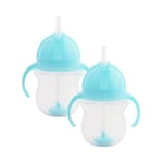 Munchkin Click Lock Tip & Sip Straw Cup Set, Baby Toddler Sippy Cups with Straw, BPA Free Leakproof Cup Dishwasher Safe Baby Cup Weighted Straw Childrens Baby Bottles -7oz/207ml, 2 Pack, Blue/Blue