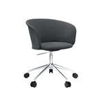 HEM - Kendo Swivel Chair 5-star Castors - Graphite/Polished - Työpöydän tuolit - LucidiPevere - Harmaa - Metalli/Puu/Synteettinen/Vaahto/Villa