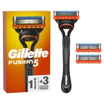 Rasoir Gillette Fusion5 - Homme - Lames multiples - Tête lavable - Noir