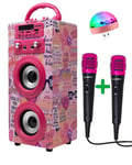 DYNASONIC Karaoke Micro Enfant, Cadeau Fille Enfant Original et joet Fille, Jouet pour Enfants Modèle 025-20 Lumieres 3ºGen