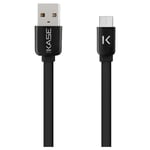 Cable plat vers Micro USB (2m) pour Android, Noir - Neuf