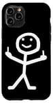 Coque pour iPhone 11 Pro Stickman Doigt du majeur Silhouette drôle de blague méchant fête