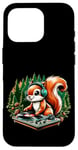 Coque pour iPhone 16 Pro Dj Squirrel Casque d'écoute drôle écureuil pour hommes, femmes, enfants