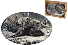 Puckator Horloge Lisa Parker - Imprimé Loups CKP119 Mixte Hauteur 30 cm, Largeur 30 cm, Profondeur 2,5 cm