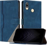 Étui Pour Huawei P20 Lite, Housse En Cuir Pu Avec [Protection Antichoc Tpu] [Fonction Support] [Porte-Cartes ] Antichoc Magnétique Coque Pour Huawei P20 Lite - Bleu