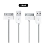 2-PACK iPhone 4s Laddningskabel iPad 1,2,3 /iPod/iPhone 3 ,4 ,4s Vit