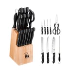 RENBERG Tenessy | Couteaux de cuisine | set complet de 15 pièces avec support en bois | parfait pour couper tous types d'ingrédients | cuisine professionnelle | en acier inoxydable