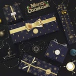 Christmas Wrapping Paper Roll, Navy Blue and Gold Color, Bonus 12 Stickers and -