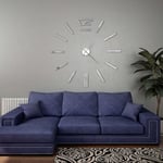 The Living Store - Horloge murale 3D Design moderne 100 cm xxl Argenté Argent