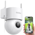 AOSU 3K 5MP Security Camera Outdoor Wifi Wired with 400Lm Spotlight Full Color Night Vision, 360°PTZ CCTV Camera, Surveillance Cameras 24/7 Recording, Vehicle Security and Protection, Spot Cruise