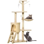 Cat Tree Kitty Activity Centre Condo Scratching Post Beige 131cm