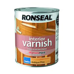 Ronseal Interior Varnish, Quick Drying Finish, Diamond Hard Protection, Antique Pine Satin, 750 ml, 1 piece