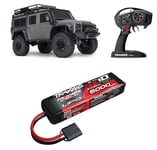 Traxxas 82056-4 TRX-4 Land Rover Defender 1/10 Robot Tqi + TRX 3S Akku Gris