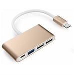 4-in-1 Type C -keskitin, jossa on 3 USB 3.0 -virtalähdettä. Yhteensopiva Mac Air 2020-2018 MacBook Pron kanssa 13.15.16 jne. USB-C-sovitin, jossa moniportti -vaaleanpunainen